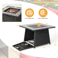 Tangkula 35 Inch Rattan Propane Gas Fire Pit Table, Patiojoy 50,000 BTU Outdoor Wicker Patio Propane Fire Pit