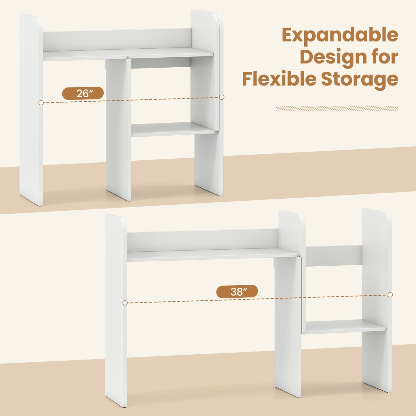 Tangkula Extendable Desktop Bookshelf for Home Office
