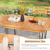 Tangkula 71" Patio Dining Table 6 Person Large Oval Table