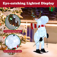 Tangkula Lighted Christmas Reindeer Decoration with LED Lights and Scarf