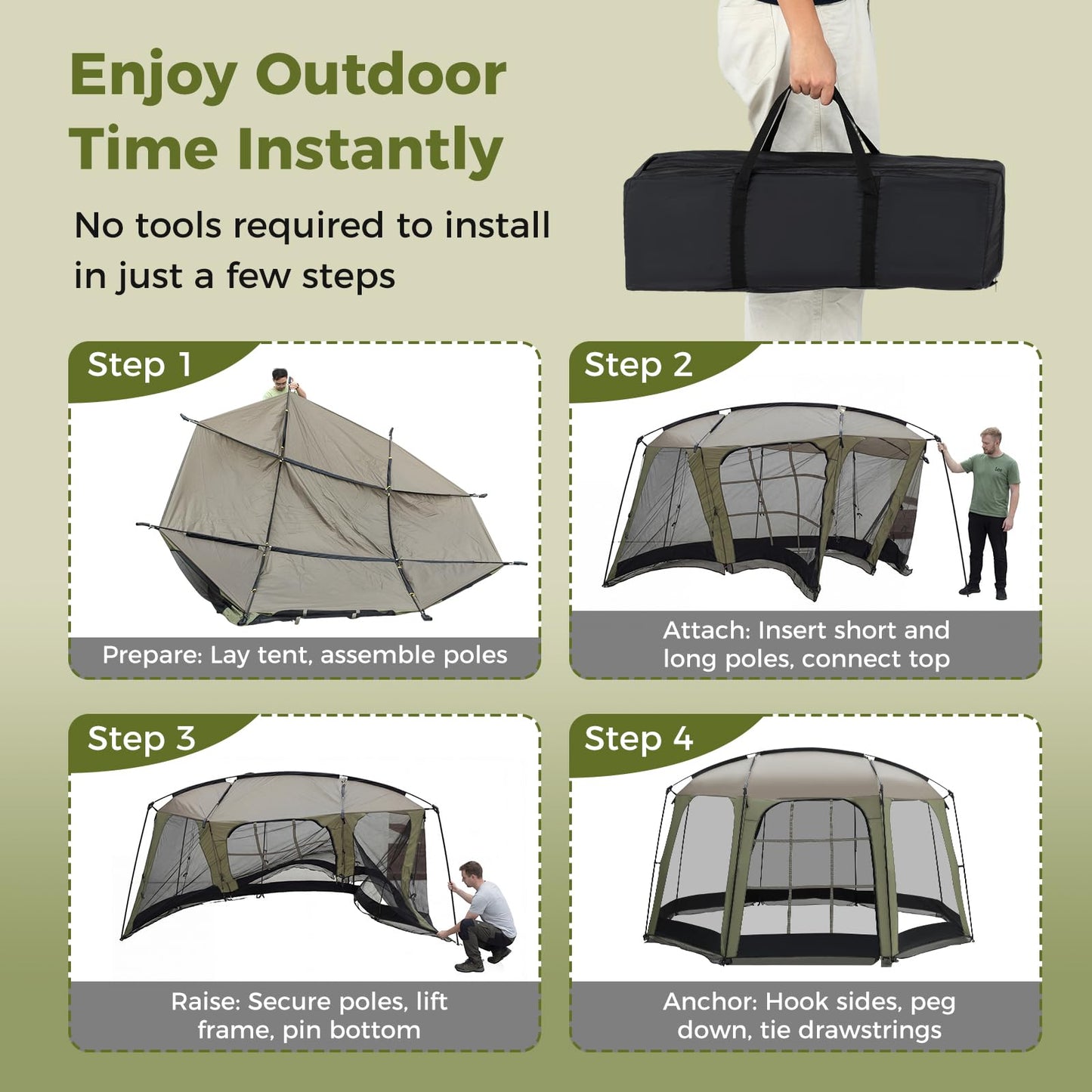 Tangkula 12.5' x 11.7' Screen House Tent for Garden and Outdoor Activities