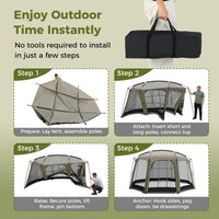 Tangkula 12.5' x 11.7' Screen House Tent for Garden and Outdoor Activities