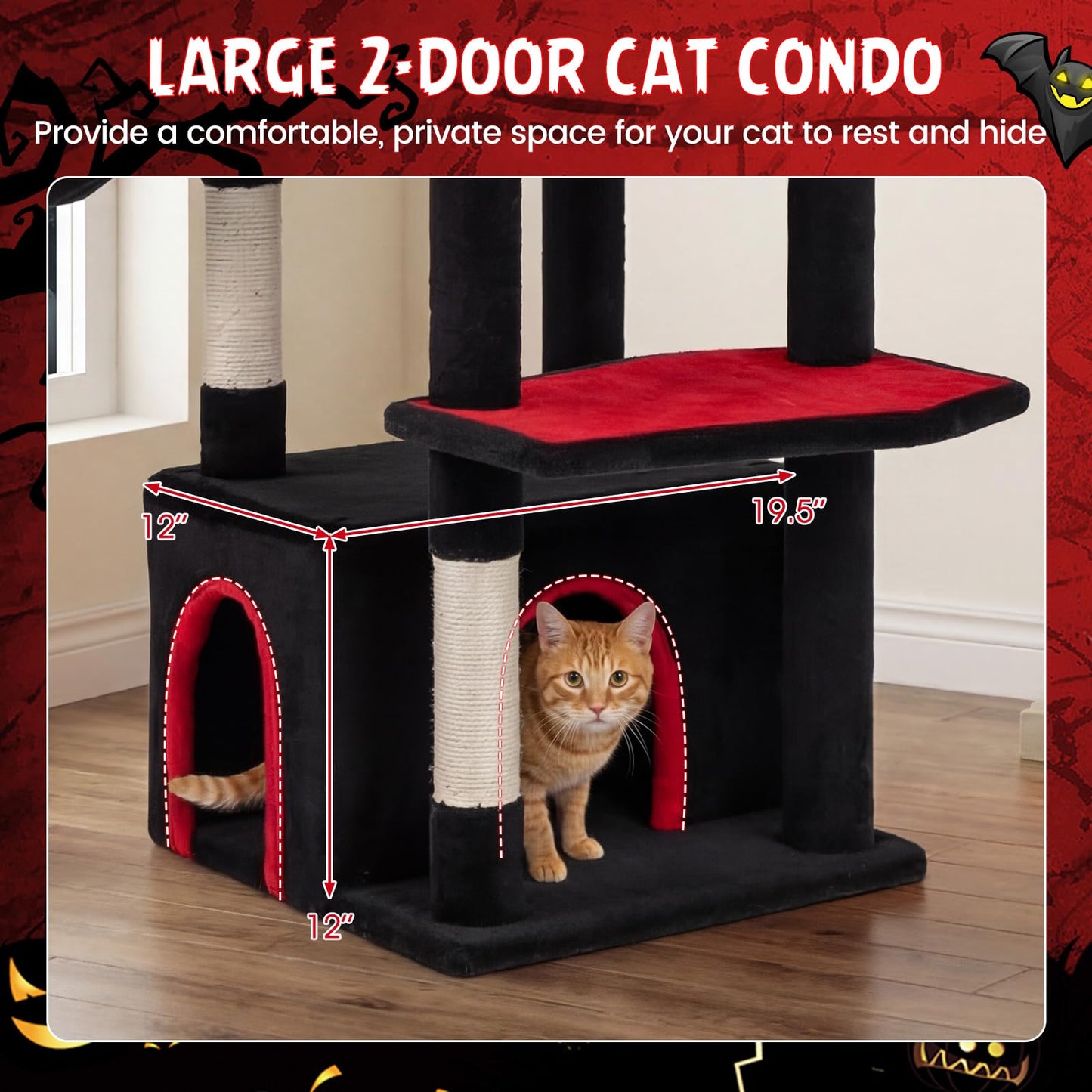 Tangkula 63 Inch Gothic Cat Tree for Indoor Large Cats 20+ LBS