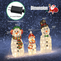 Tangkula 3 Piece Christmas Lighted Snowman Family Decoration