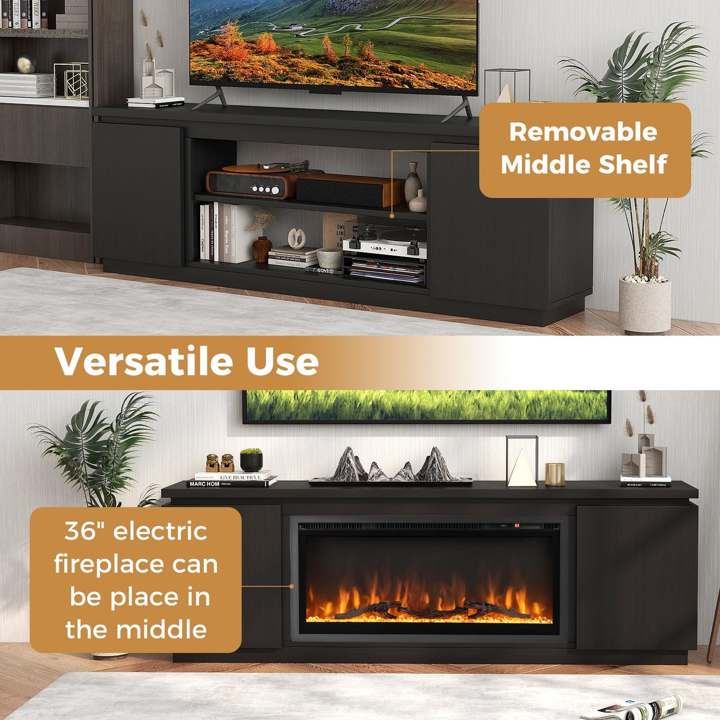 Tangkula TV Stand for 75 80 inch TV