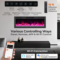 Tangkula 50” Wi-Fi Enabled Electric Fireplace