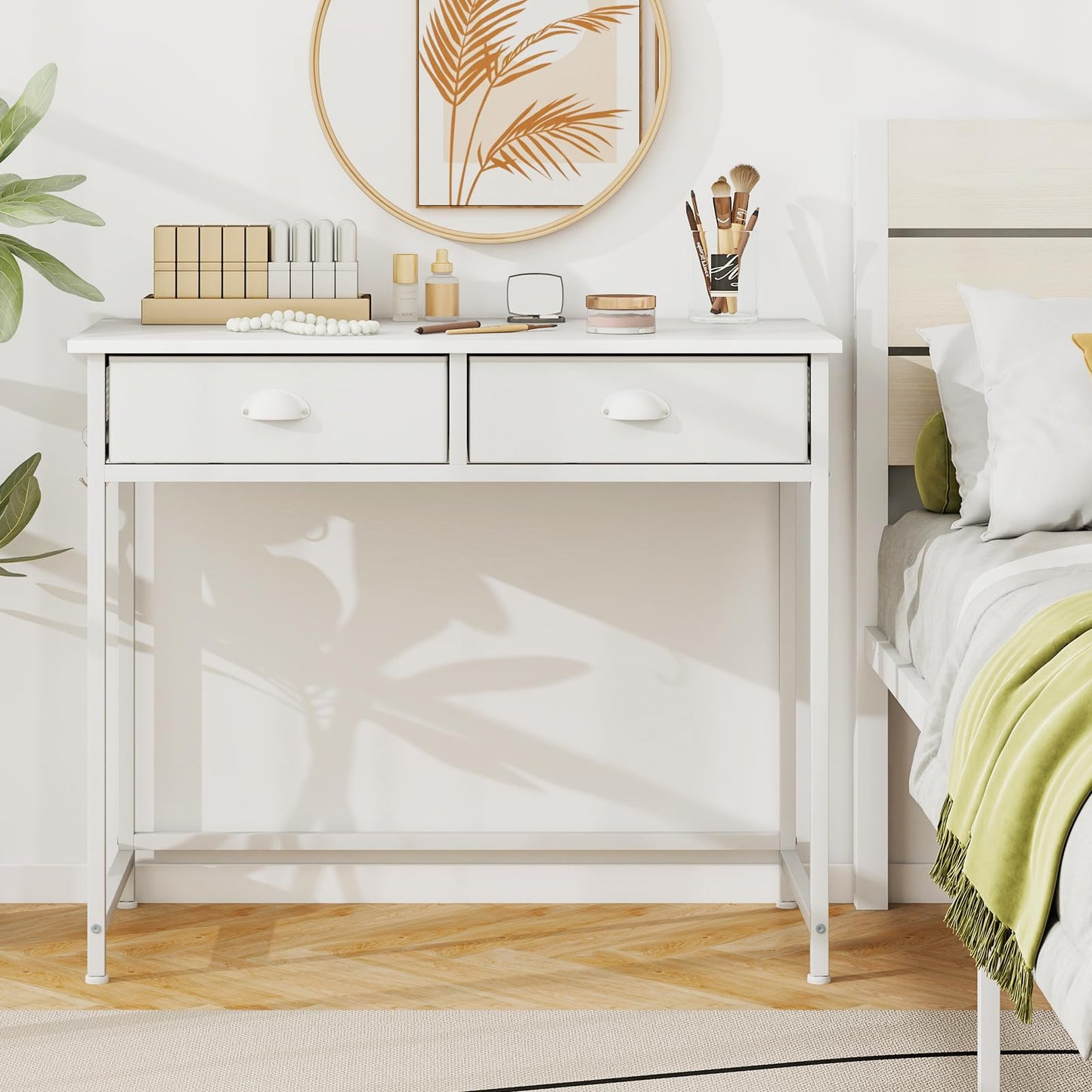 Tangkula Computer Desk with 2 Storage Drawers & 4 Hooks