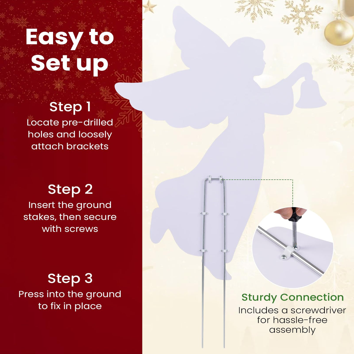Tangkula 2 Pieces 3 FT Outdoor Christmas Angel Yard Signs Decoration