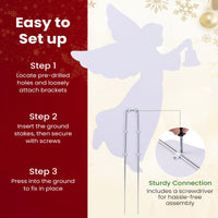 Tangkula 2 Pieces 3 FT Outdoor Christmas Angel Yard Signs Decoration