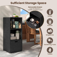 Tangkula Rattan Outdoor Storage Cabinet