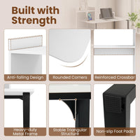 Tangkula 43.5" Computer Desk with Charging Station Ergonomic Monitor Stand & Storage Shelves