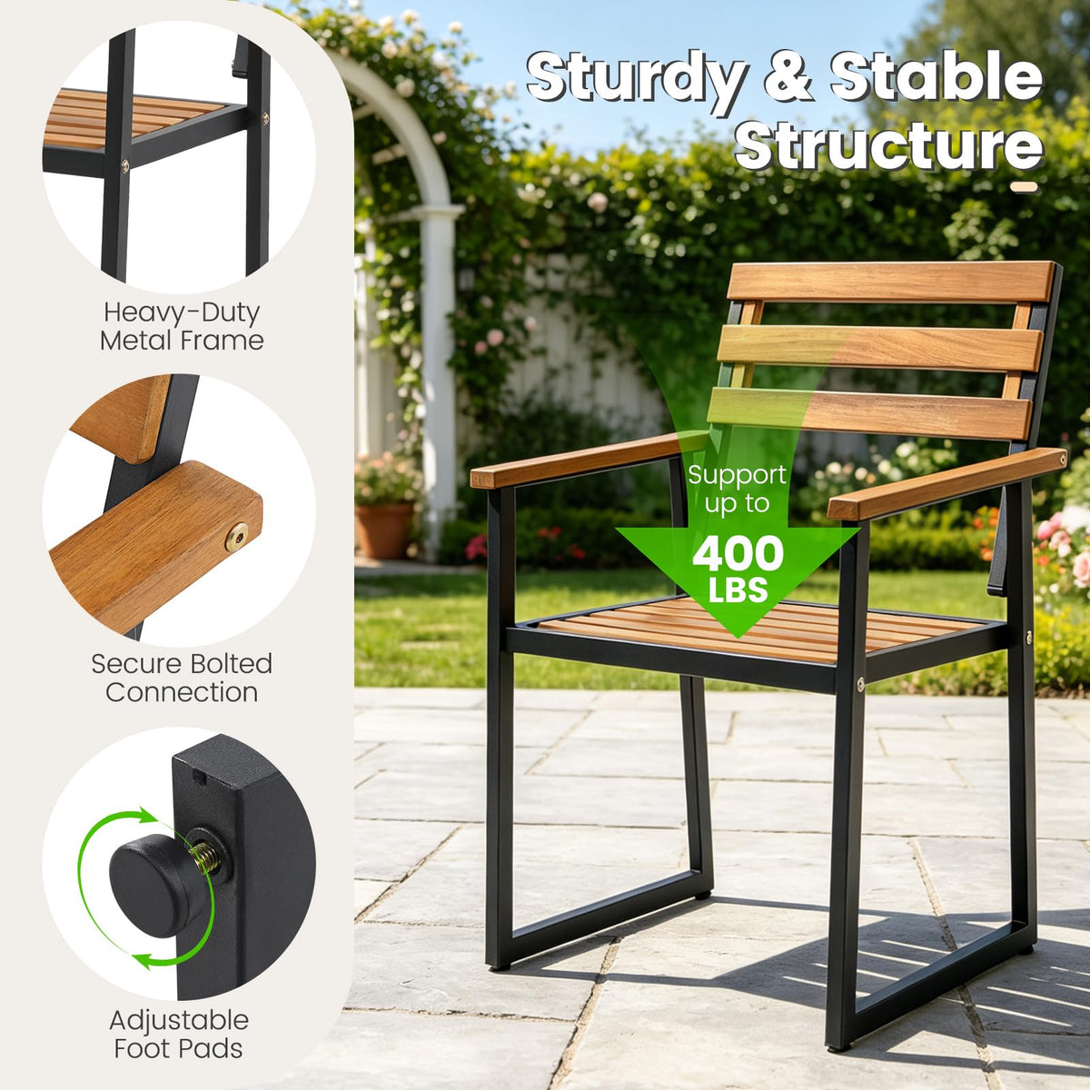Tangkula Acacia Wood Outdoor Dining Chairs Set
