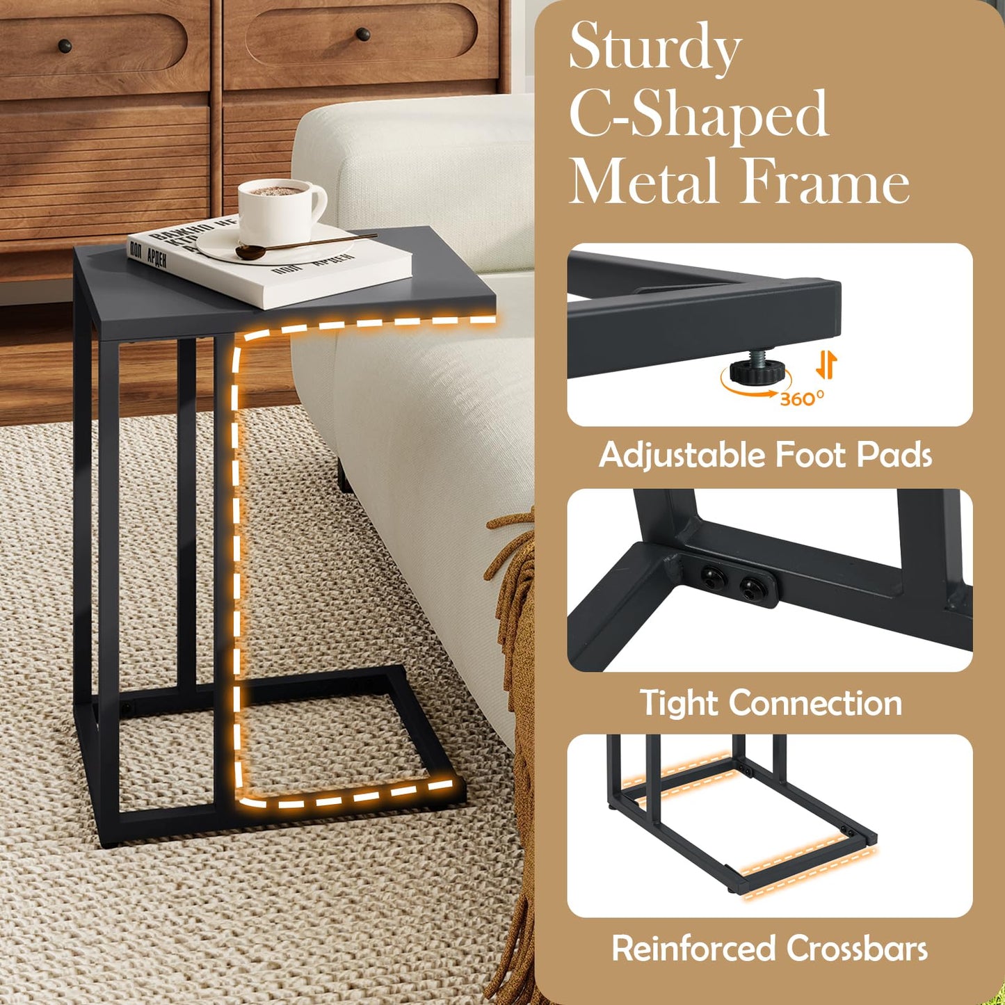 Tangkula C Shaped Side Table for Living Room Bedroom Patio Balcony