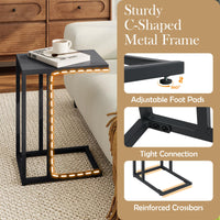 Tangkula C Shaped Side Table for Living Room Bedroom Patio Balcony