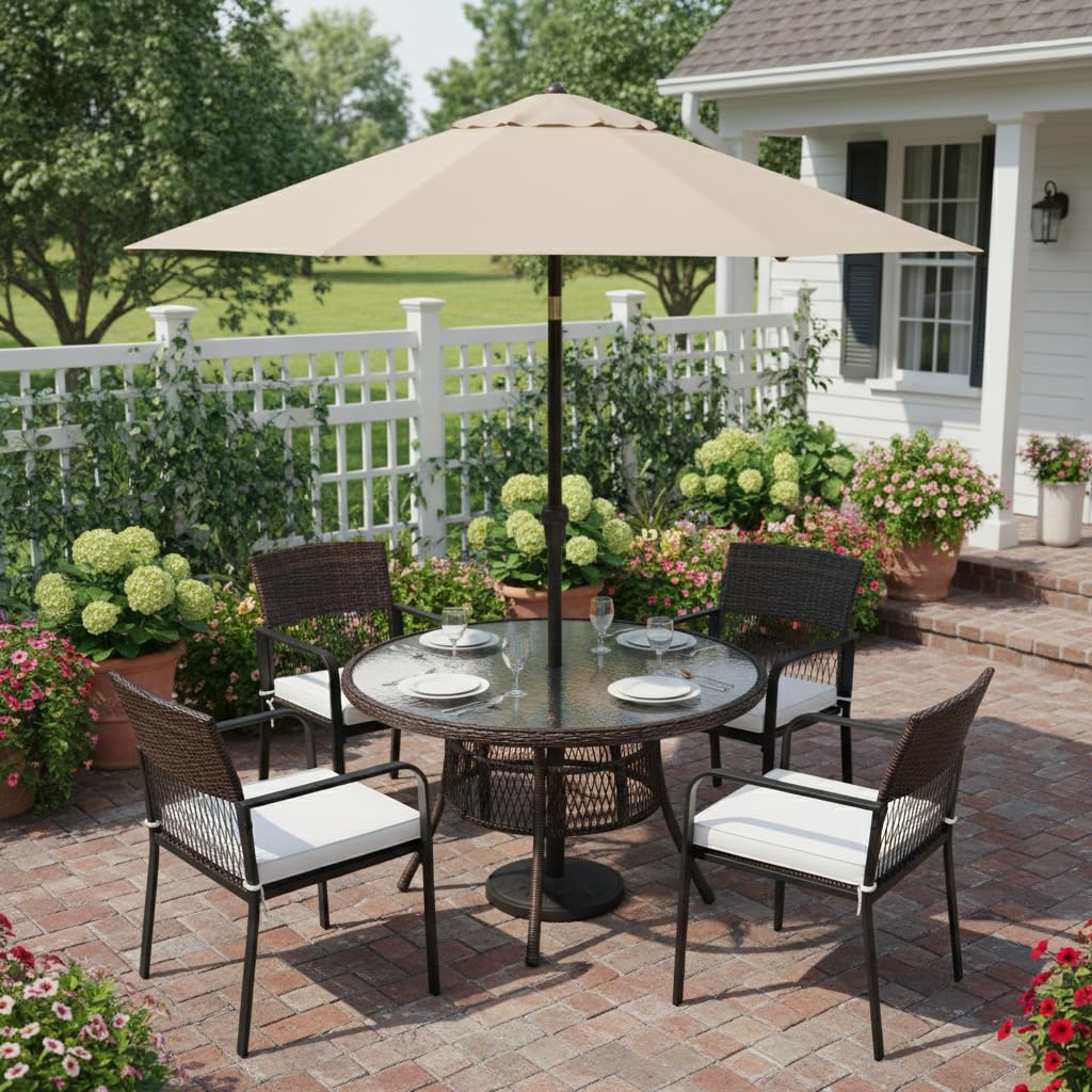 Tangkula PE Wicker Outdoor Dining Chairs Set of 4