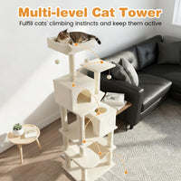 Tangkula Tour pour chat extra haute de 75 pouces avec poteau à griffer en sisal, perchoir supérieur rembourré et doubles condos
