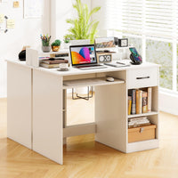 Tangkula Computer Desk with Drawer & Keyboard Tray