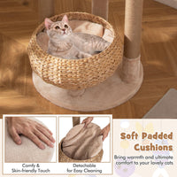 Arbre à chat moderne Tangkula, tour à chat de 65 pouces avec poteaux à griffer en jute
