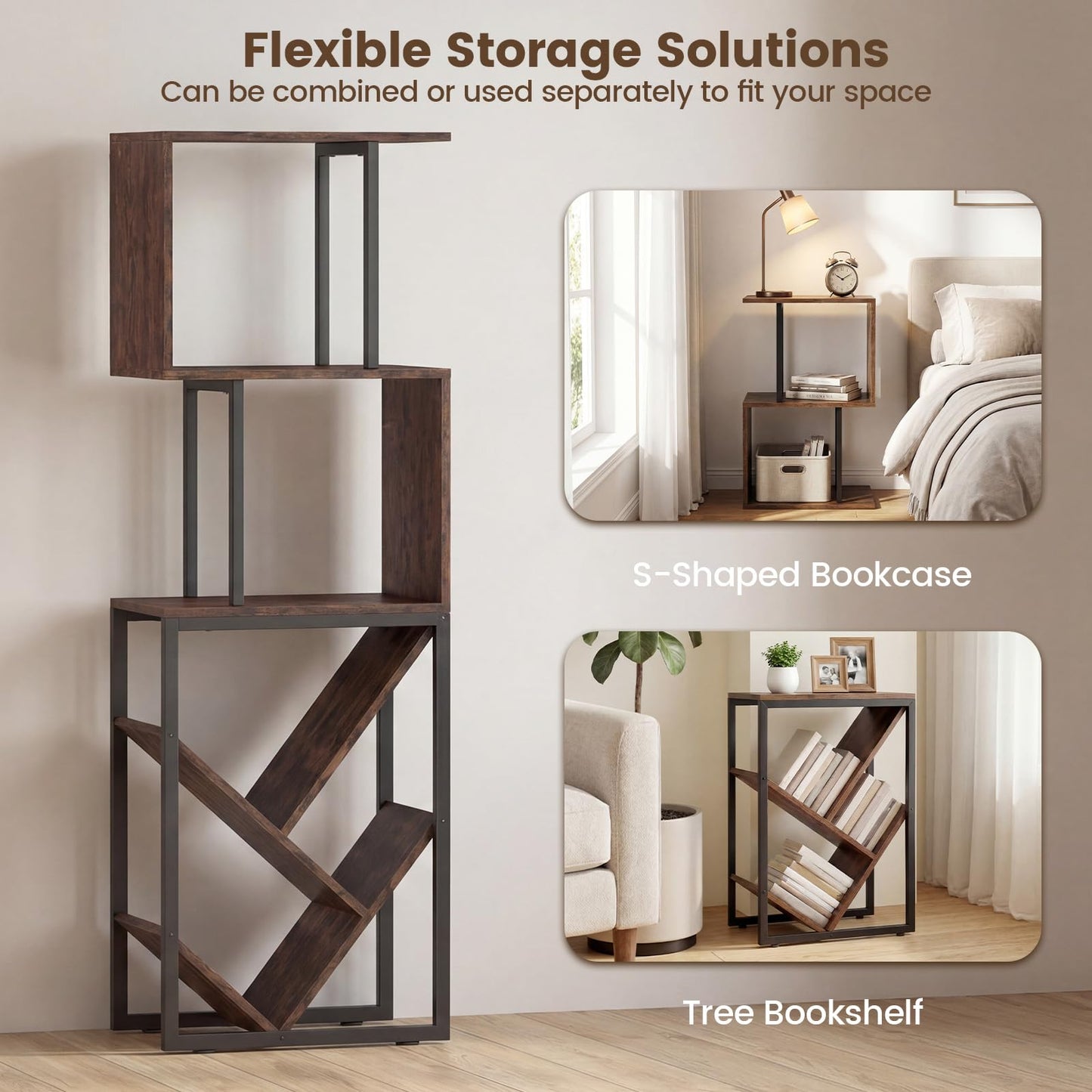 Tangkula 6-Tier Bookshelf for Living Room Home Office