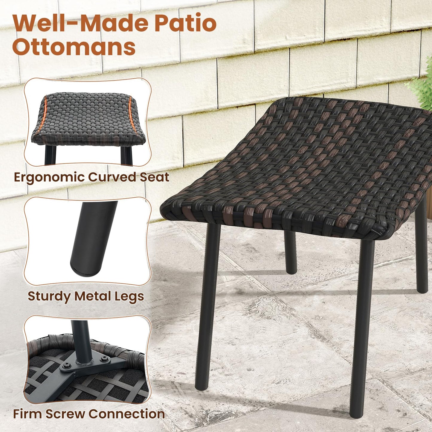 Tangkula Set of 2 Patio Ottomans