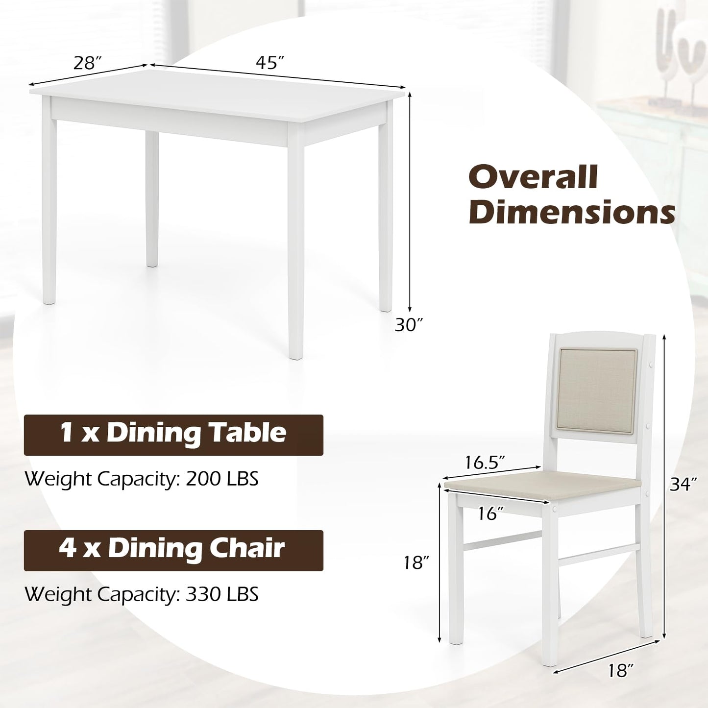 Tangkula Dining Table Set for 4