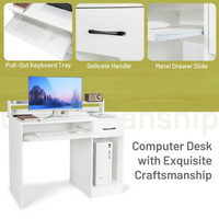 Tangkula Computer Desk with Drawer & Keyboard Tray