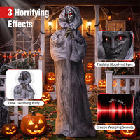 Tangkula 5.6 FT Animated Halloween Standing Weeping Woman Statue