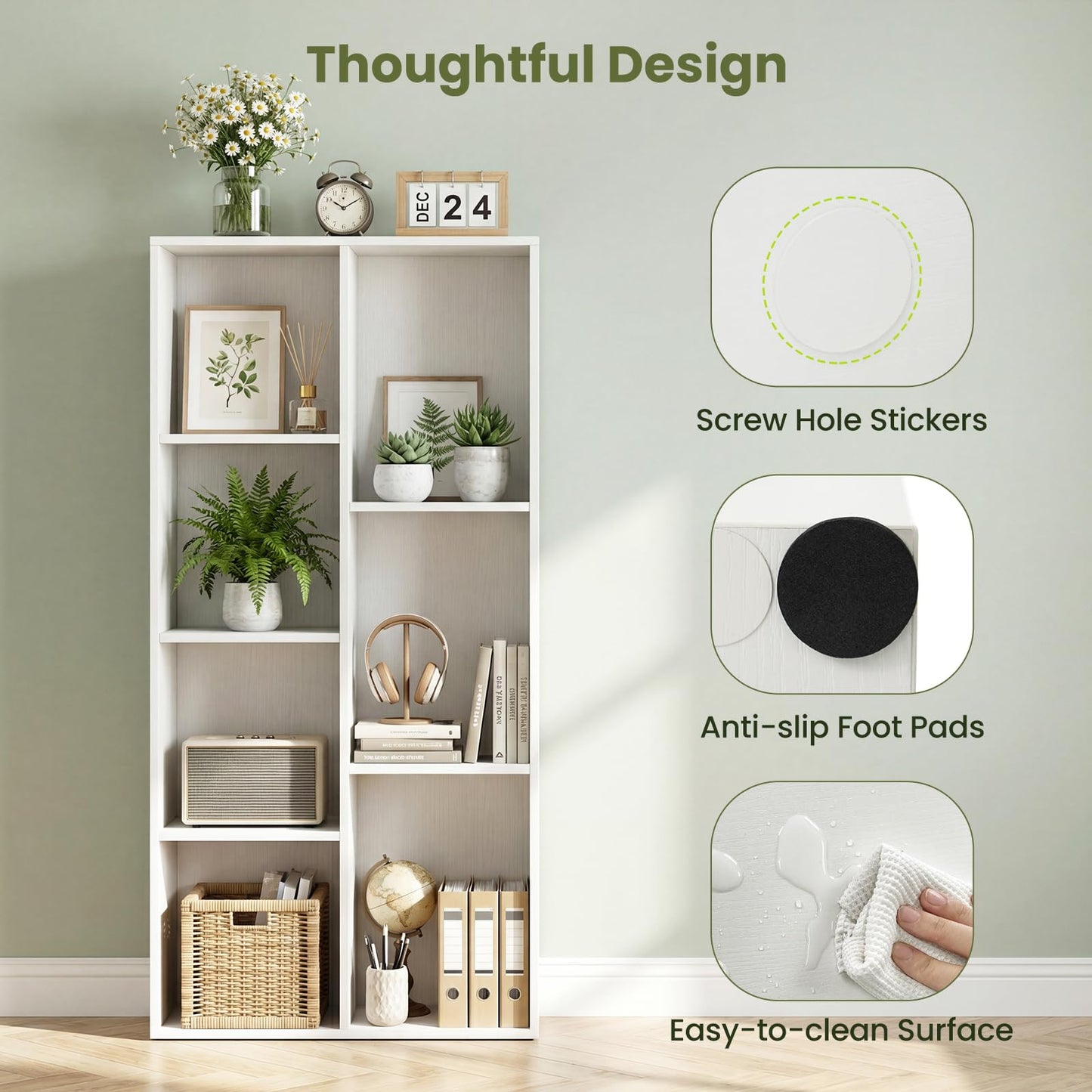 Tangkula 7-Cube Bookcase | Freestanding Storage Organizer with 7 Open Cubbies (1/2)
