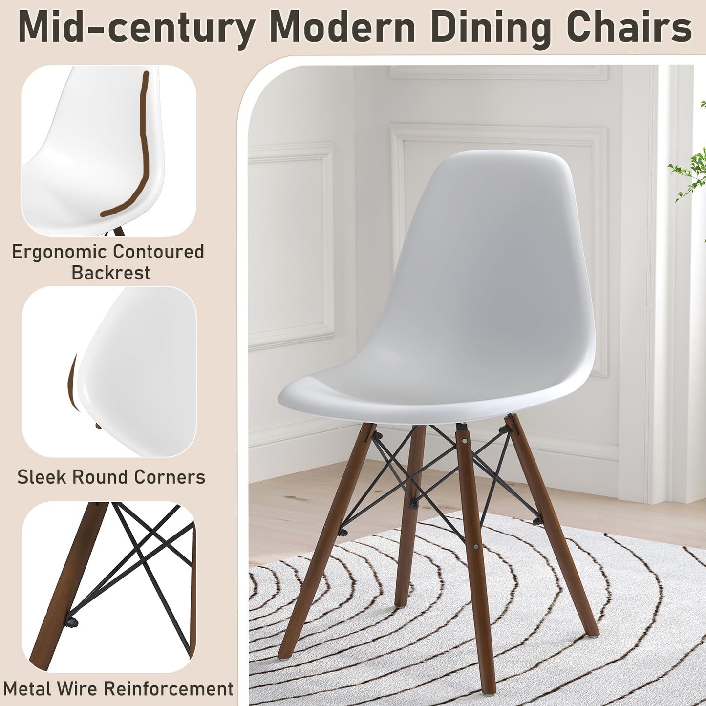 Tangkula Round Dining Table Set for 4 with Ergonomic Seat & Solid Wood Legs