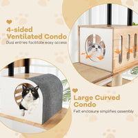 Tangkula Modern Cat Tree, Tall Multi-Level Cat Tower with Double Condos, Jumping Platforms
