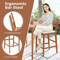 Tangkula Patio Eucalyptus Wood Bar Stools Set of 2/4
