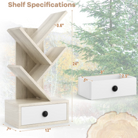 Tangkula 5 Tier Tree Bookshelf with Drawer, Rustic 5 Shelf Space Saving Corner Bookcase