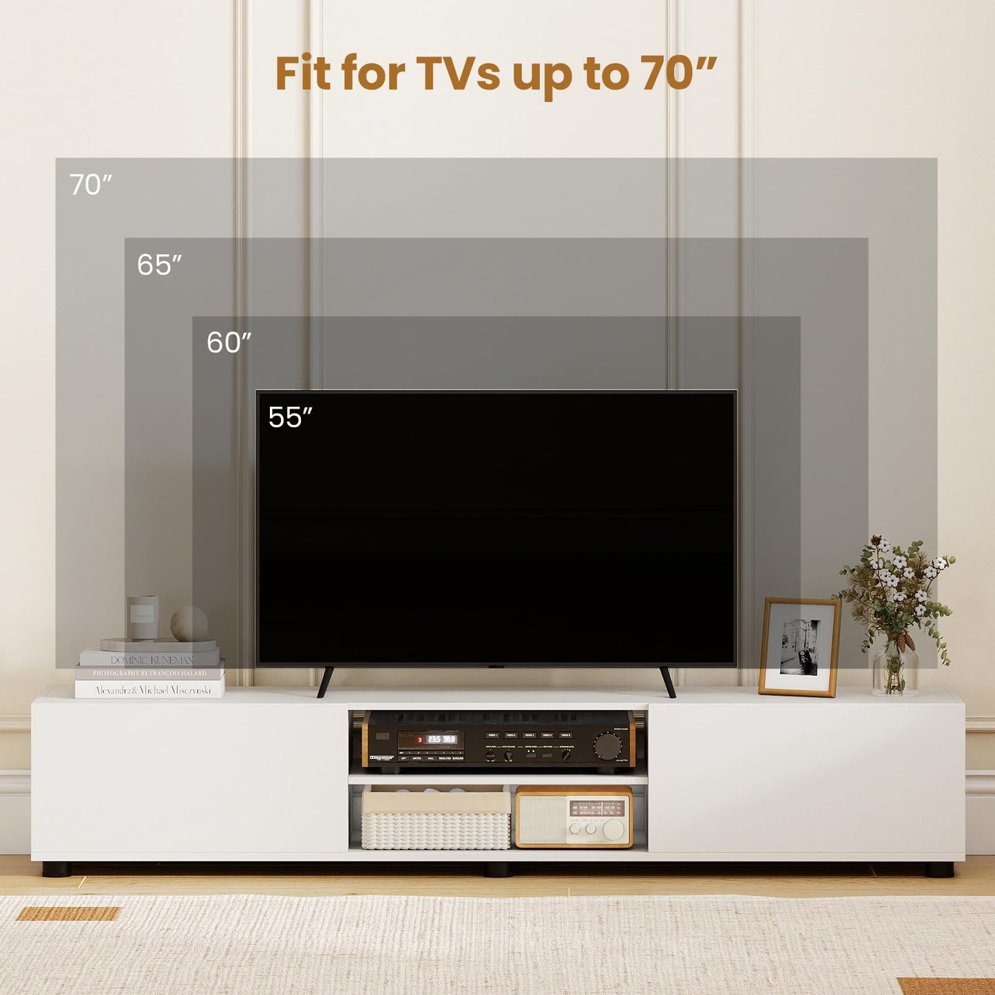 Tangkula Modern TV Stand for up to 70” TVs 63”L Minimalist Entertainment Center