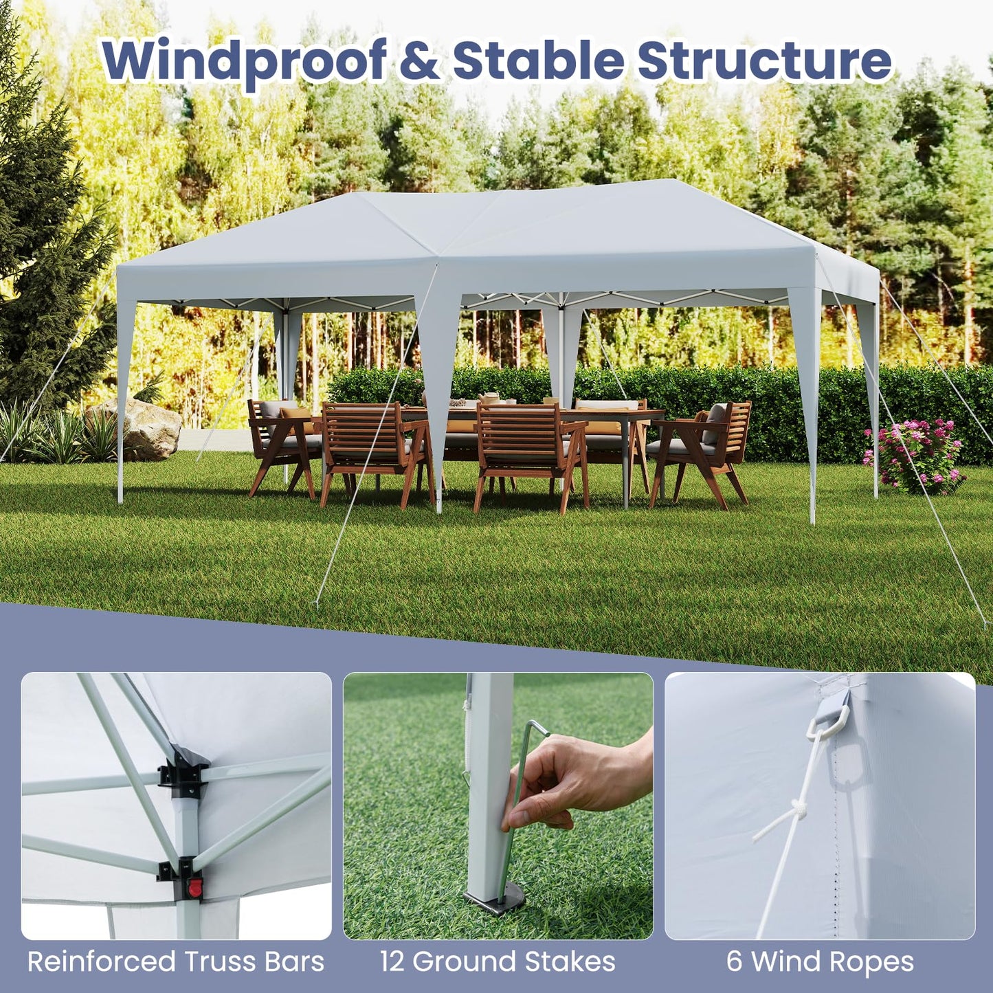 Tangkula 10 x 20 FT Pop Up Canopy Easy Setup Outdoor Tent Shelter