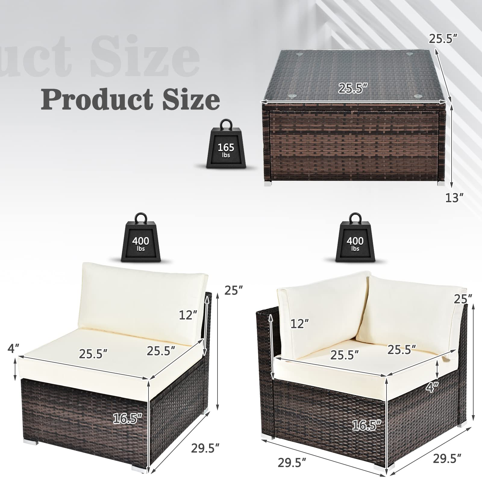 6 Pieces Patio Furniture Set, White - Tangkula