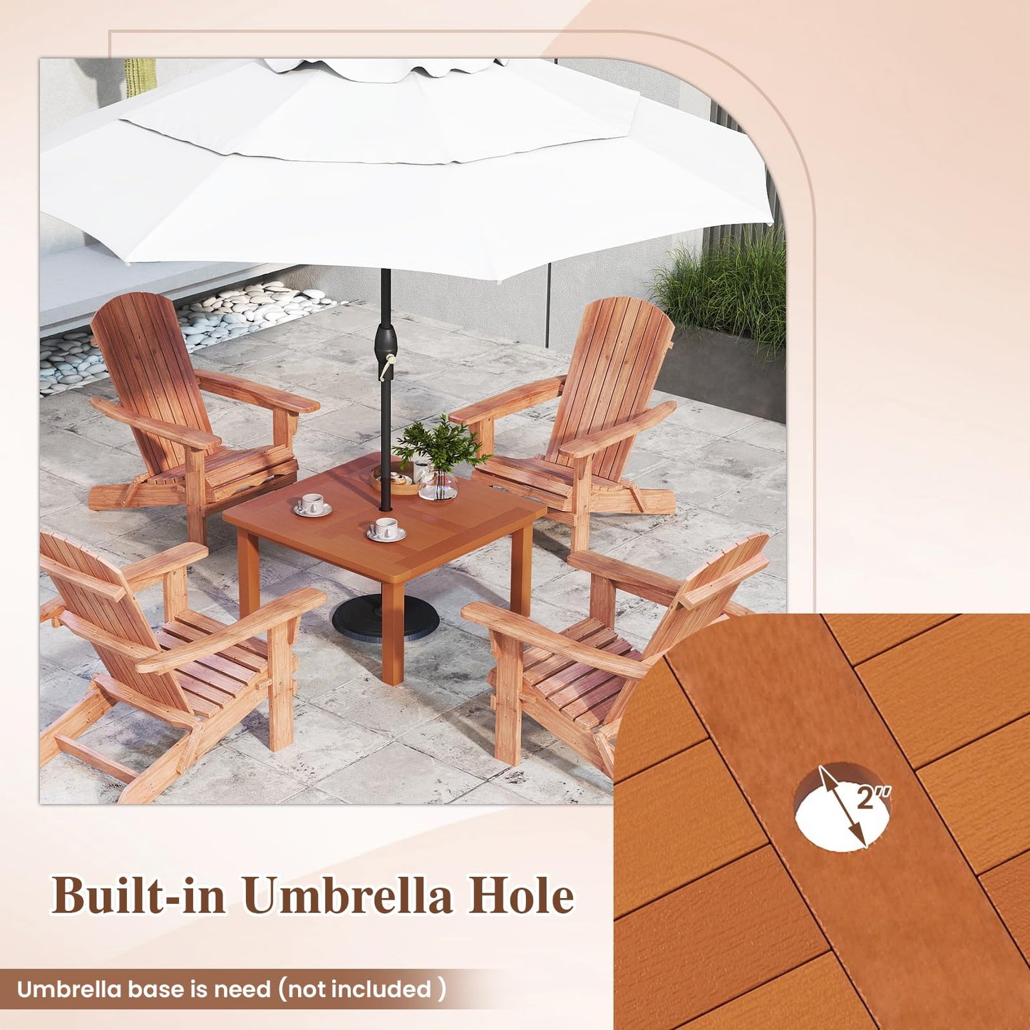 Tangkula Patio Coffee Table with Umbrella Hole