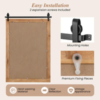 Tangkula Farmhouse Wall Mirror with Wood Frame & Metal Bracket（ 36"L x 24"W）