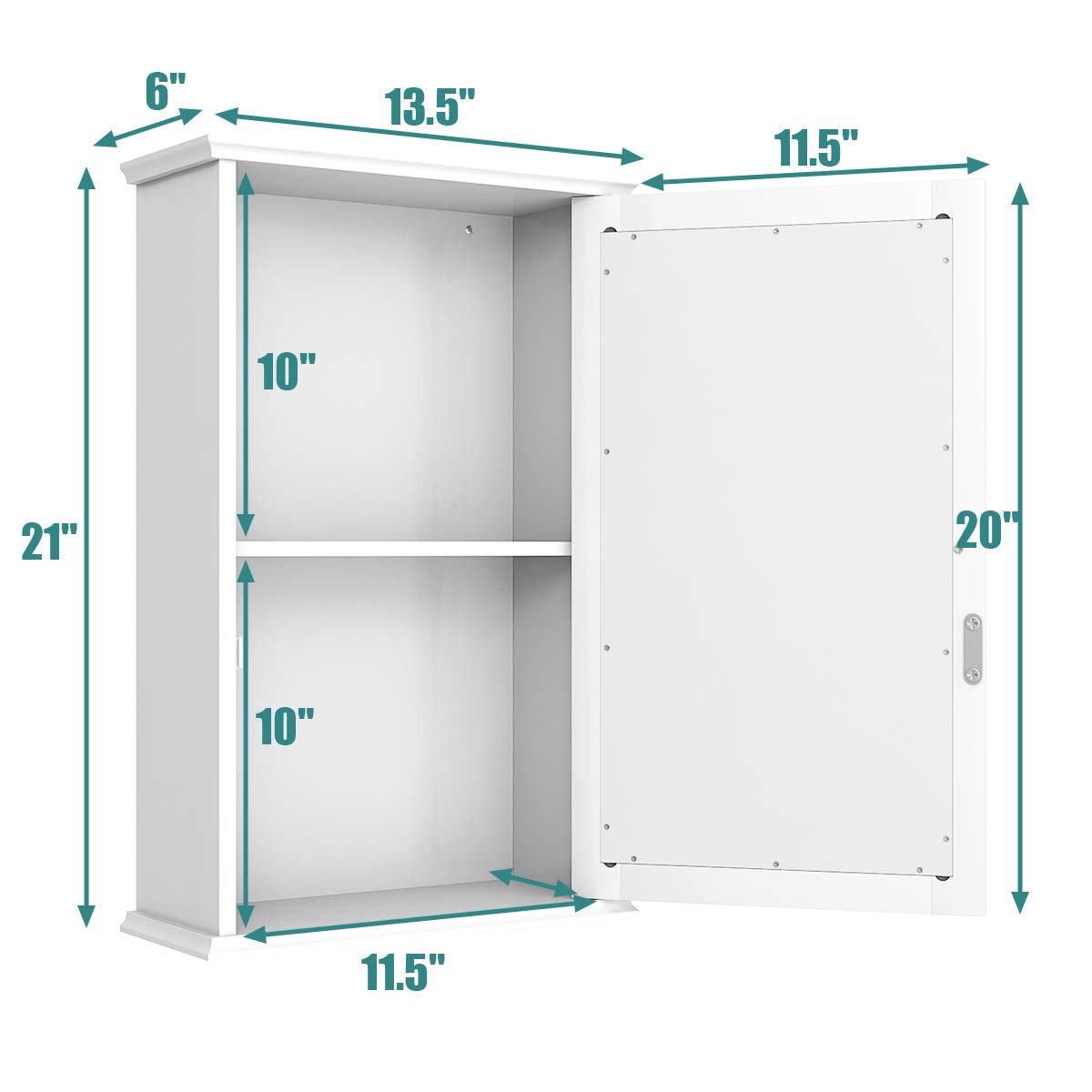 Tangkula Mirrored Bathroom Cabinet, Wall Mount Storage Cabinet with Single Door