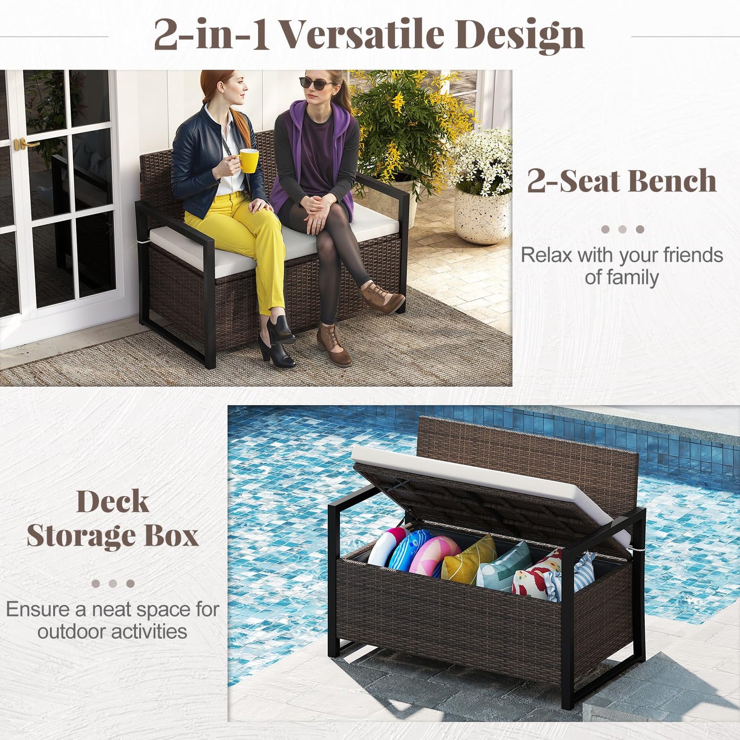 Tangkula 40 Gallon Outdoor Bench with Storage