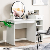 Tangkula White Desk with Drawer & CPU Stand