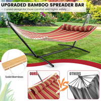 Tangkula 11FT Double Hammock, Heavy Duty Outdoor Hammock with Curved Spreader Bars