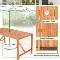 Tangkula 55" Acacia Wood Outdoor Dining Table for 4-6 Person