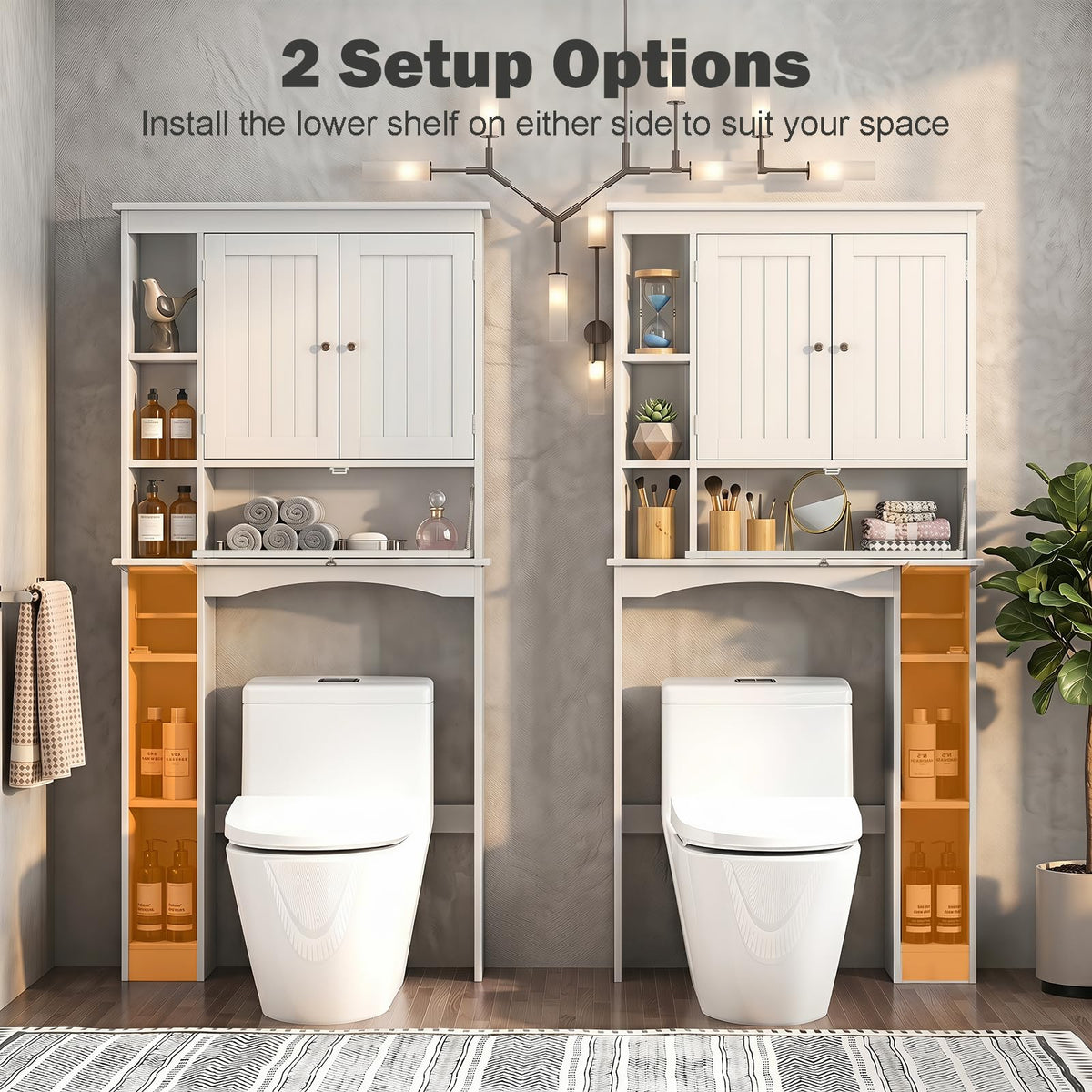 Tangkula Over the Toilet Storage Cabinet with Toilet Paper Holder(White)