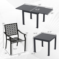 Tangkula 7 Pieces Outdoor Dining Set for 6 with Expandable Table
