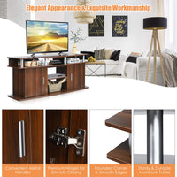 Modern TV Stand for TVs up to 70 Inches, Living Room Console Table w/2 Cabinets & Open Shelves