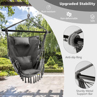 Tangkula Hammock Chair Hanging Rope Swing with Head Pillow
