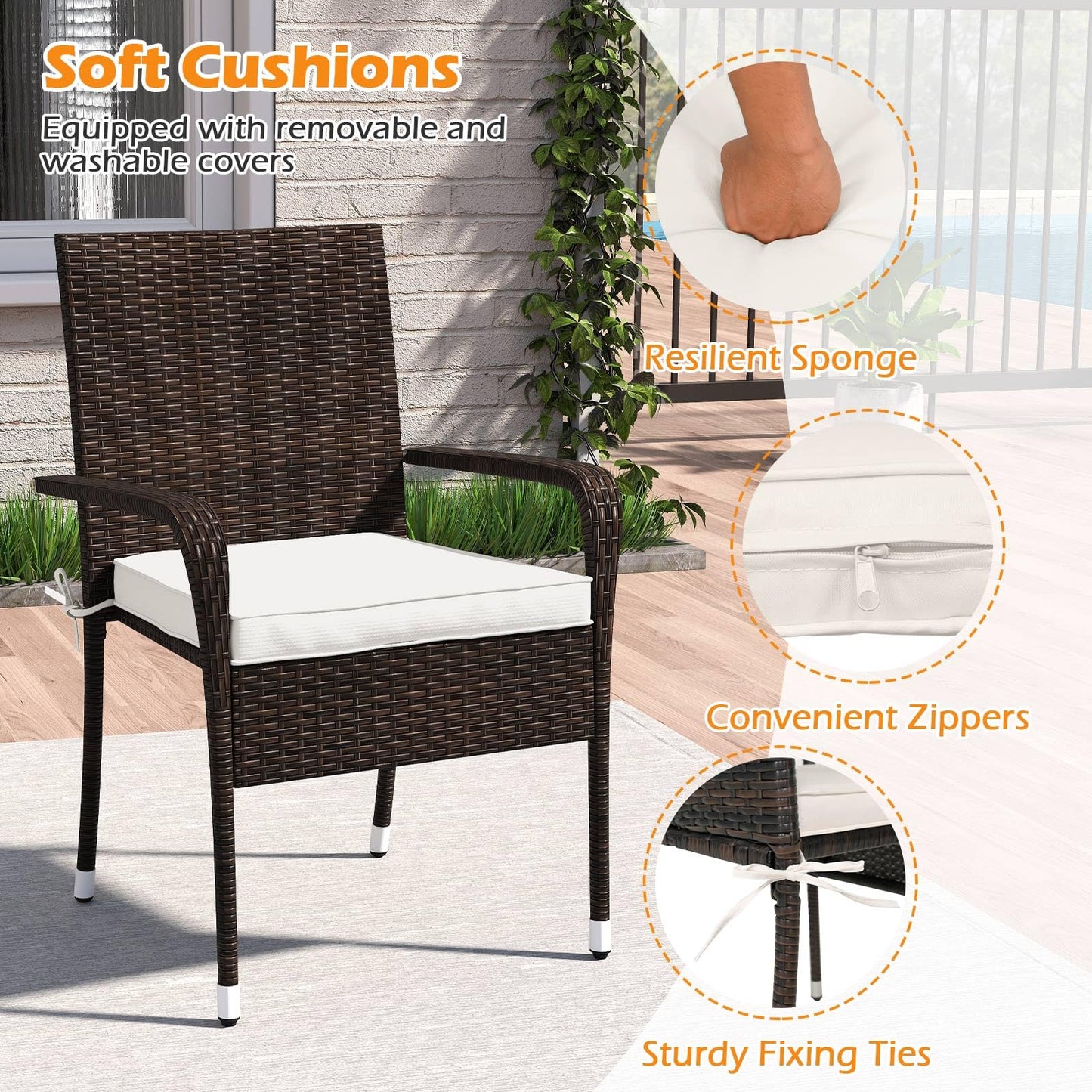 Tangkula 3 Piece Patio Furniture Set with Sturdy Metal Frame for Porch