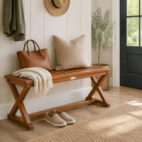 Tangkula Wood Outdoor Bench Backless