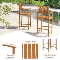 Tangkula Set of 2/4 Outdoor Acacia Wood Bar Stools