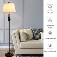 Tangkula 3 Piece Vintage Style Metal Table and Floor Lamp Set